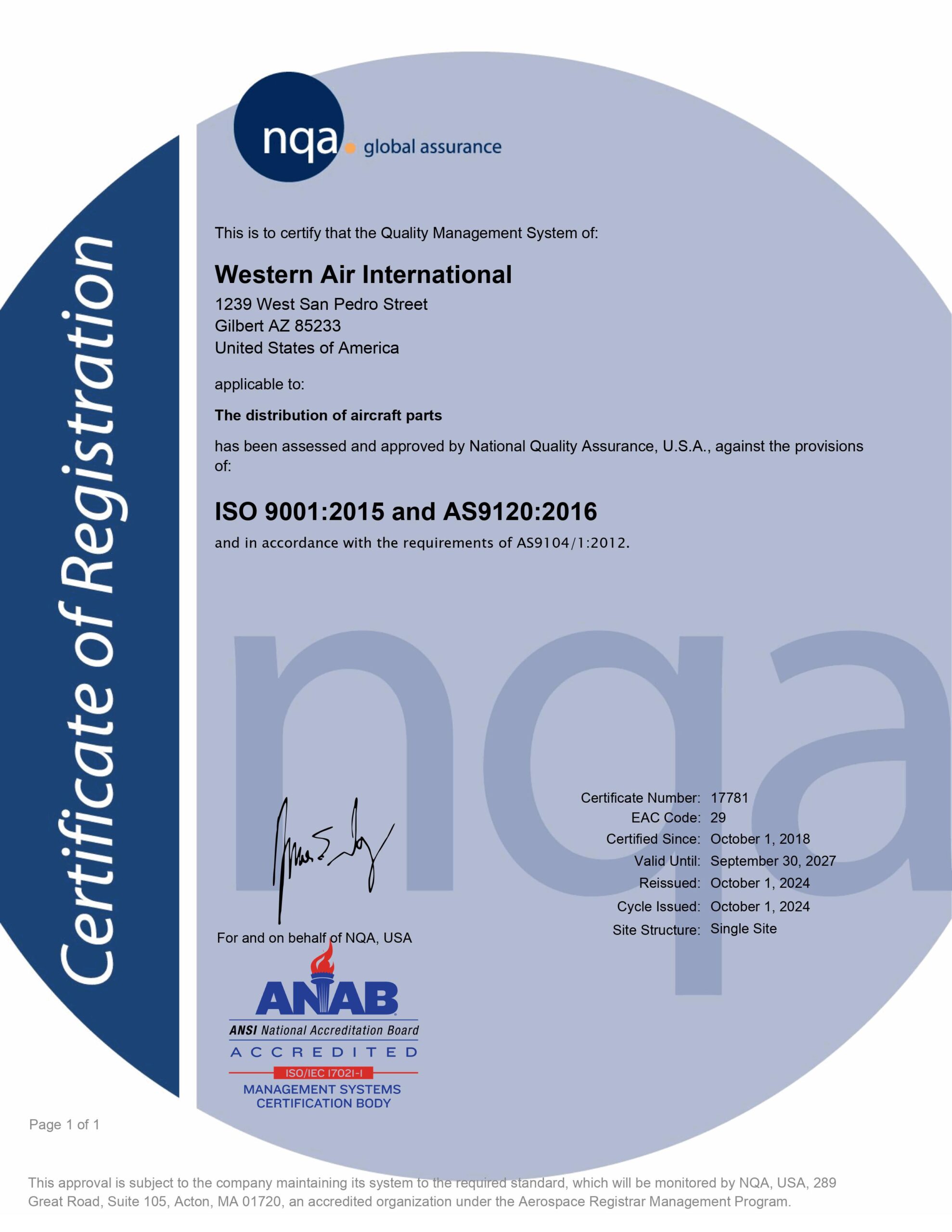 AS9120:2016 & ISO 9001:2015